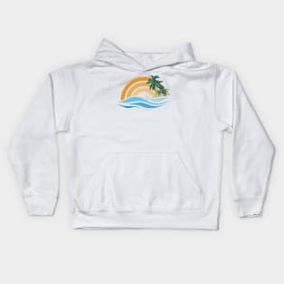 Palms sunset waves Kids Hoodie